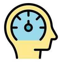 Human head with speedometer measuring performance and cognitive function vector