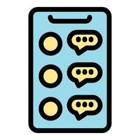 Smartphone showing chat bubbles with three dots representing ongoing conversation vector