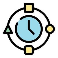 Clock rotating showing project management and workflow vector