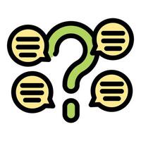 Question mark surrounded by speech bubbles representing frequently asked questions vector