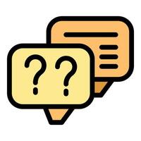 Question marks and speech bubbles showing online communication vector
