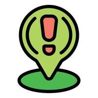 Green map pointer showing an exclamation point symbol for attention vector