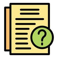 Question mark appearing on document representing frequently asked questions vector