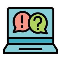 Question and answer chat bubbles displaying on laptop screen vector