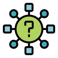 Question mark connecting squares and circles in a network vector