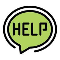 Green speech bubble showing help word requesting assistance vector
