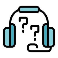 Headphones with question marks symbolizing listening and answering questions vector