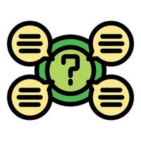 Question mark surrounded by speech bubbles representing frequently asked questions vector