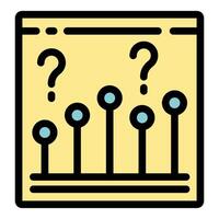 Question marks hovering over growing bar graph representing increasing uncertainty vector