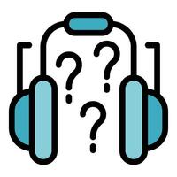 Headphones emitting question marks symbolizing uncertainty and inquiry vector
