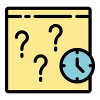 Question marks and clock depicting quiz time vector