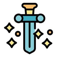Magic sword shining with magical effects, fantasy rpg item icon vector
