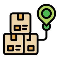 Parcels tracking showing shipping location with pin icon vector