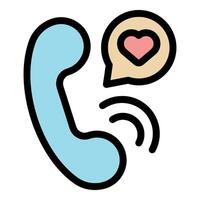 Phone call with love heart showing customer support and care vector