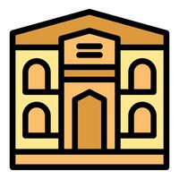 Elegant building with arched entrance and multiple windows representing classic architecture vector