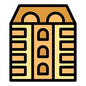 edificio con arqueado techo y ventanas demostración arquitectónico estilo vector