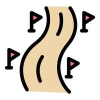 Winding road with flags marking the route, symbolizing a journey or goal vector