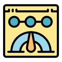 Web page speedometer monitoring internet performance with gauge icon vector
