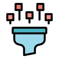 Data filtering through funnel, streamlining information flow for efficient processing vector