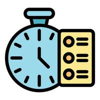 Stopwatch managing time and tasks with check list efficiency icon vector