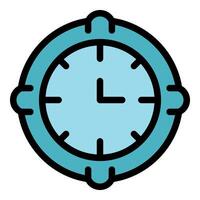 Round clock showing time with hour and minute hands vector