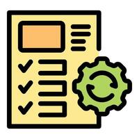 Project management process optimization with gear symbol and checkmarks vector