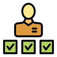 Professional completing multiple tasks with checkmarks indicating success vector
