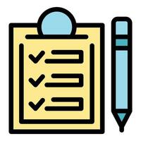 Clipboard with checklist and pencil symbolizing task completion vector