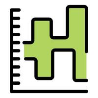 Green graph increasing showing progress and ruler measuring growth vector