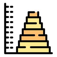 Measuring growth with stacked blocks and ruler icon vector