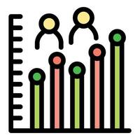 Colorful data chart showing increasing user statistics with icons vector
