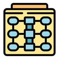 Algorithm scheme representing machine learning process and data analysis vector