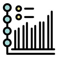 Growing bar chart with check list and timeline icon vector