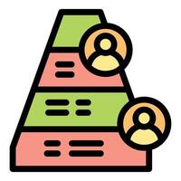 Pyramid chart showing hierarchical structure with user icons representing different levels of management vector
