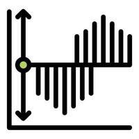 Graph representing fluctuating data with vertical axis and data point vector