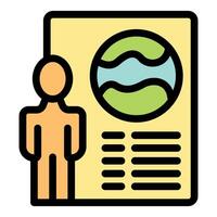 Geography teacher presenting earth globe on poster with text description vector