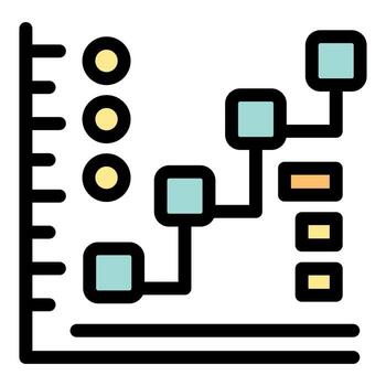 Algorithm development showing flowchart with nodes and connections vector