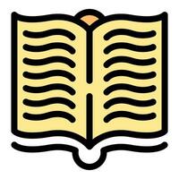 Open book with wavy pages representing knowledge and learning vector