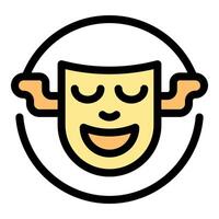 Acting mask expressing happiness and enjoyment with closed eyes vector