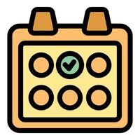 Calendar page showing scheduled appointment with check mark icon vector