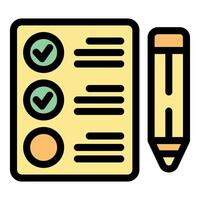 Checklist with pencil, completing tasks on document with check marks vector