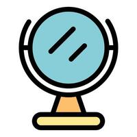 Round desktop mirror reflecting light on a stand vector