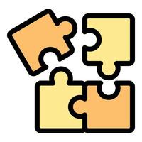 Puzzle pieces completing problem solving combining connecting joining merging integrating vector