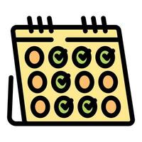 Desktop calendar showing days and check marks for appointments and events vector