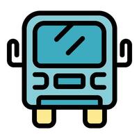 Front view of a cartoon bus driving on a white background vector