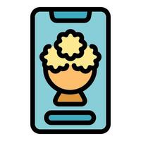 Smartphone showing a person with curly hair getting a virtual makeover vector