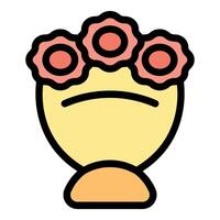 Sad face icon vase with flowers, expressing negative emotions vector