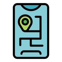 Smartphone showing gps tracking app with position icon and city map vector