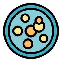 Petri dish showing growing bacteria colonies under laboratory microscope vector
