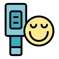 Electronic thermometer showing normal body temperature with smiling face vector